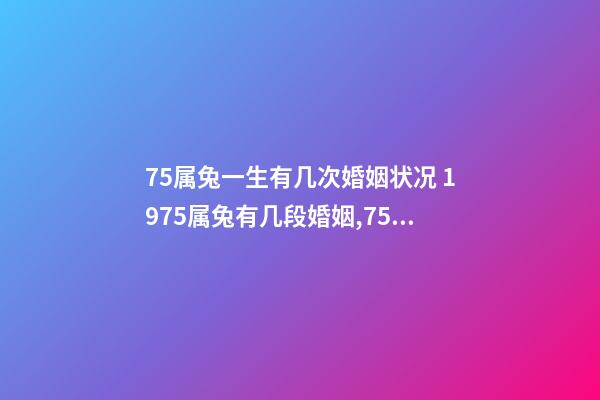 75属兔一生有几次婚姻状况 1975属兔有几段婚姻,75年属兔人一生几次婚姻-第1张-观点-玄机派